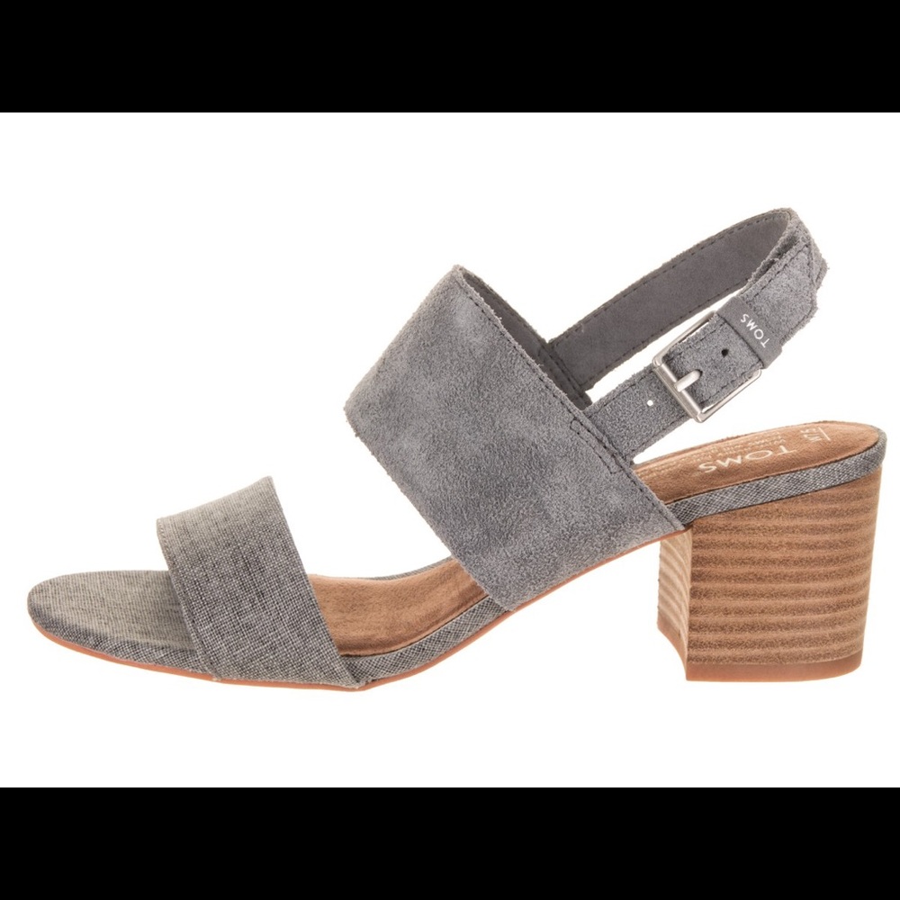 Toms brand Poppy sandals, blue/gray suede 8
